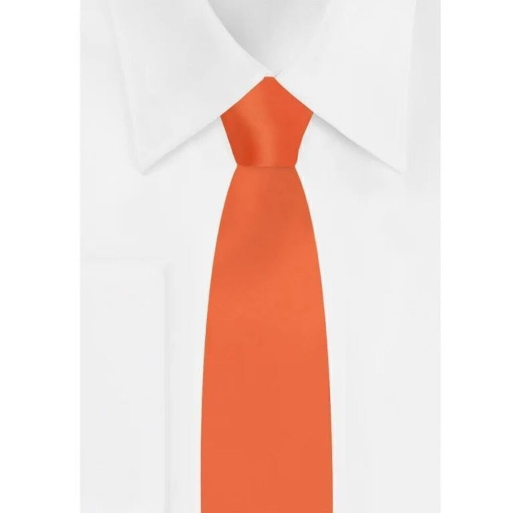 Brand New Youth Boys 14” Sateene Orange Zipper Neck Dressy Tie